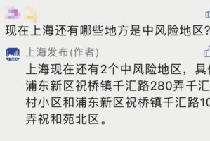 上海新增20处中风险区〃上海新增一中风险小区