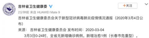 「吉林市新增1例」〃吉林市几例新型肺炎-第1张图片