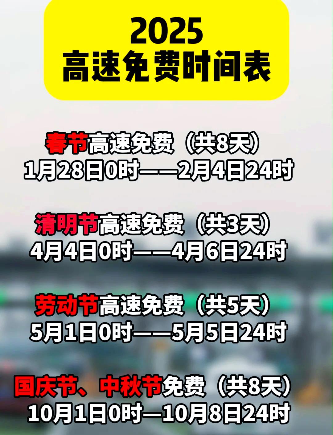 春节免费高速时间2021,春节高速免费2021年-第1张图片